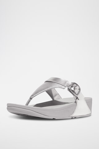 Sandales compensées en cuir - Argenté