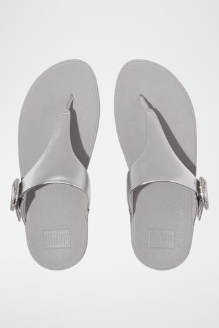Sandales compensées en cuir - Argenté