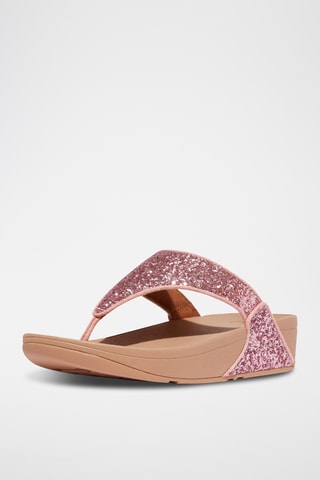 Sandales pailletées compensées - Rose