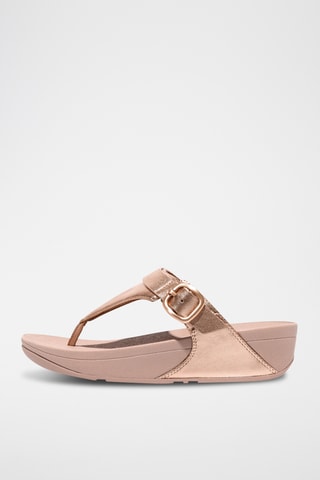 Sandales compensées en cuir - Doré rose