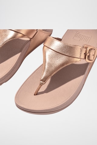 Sandales compensées en cuir - Doré rose