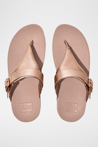Sandales compensées en cuir - Doré rose