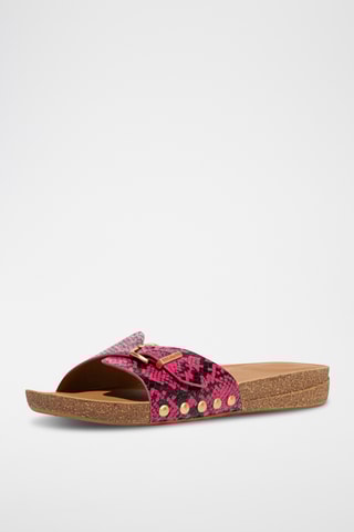 Sandales en cuir - Fuchsia et noir