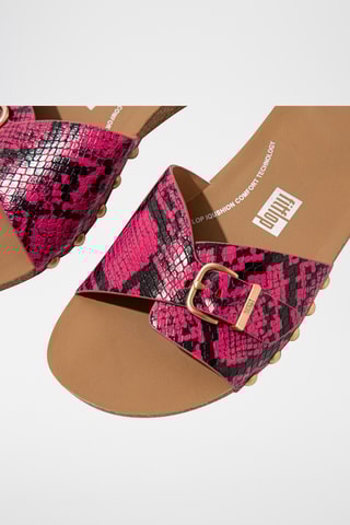 Sandales en cuir - Fuchsia et noir