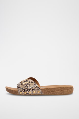 Mules en cuir - Marron et beige