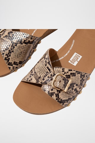 Mules en cuir - Marron et beige