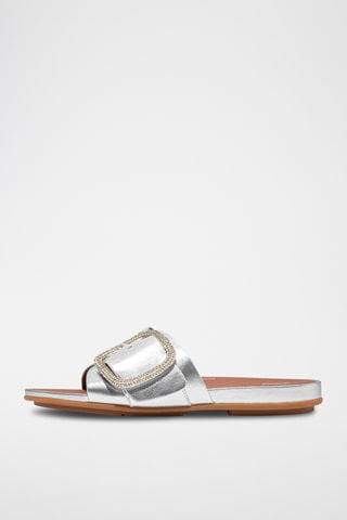Mules en cuir - Argenté