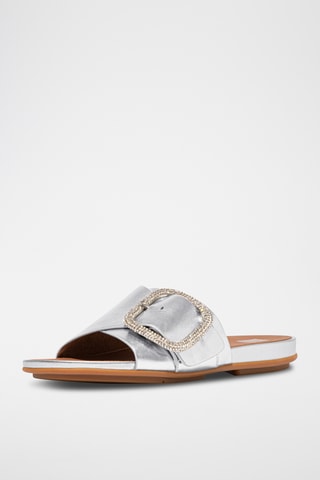 Mules en cuir - Argenté