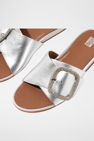 Mules en cuir - Argenté