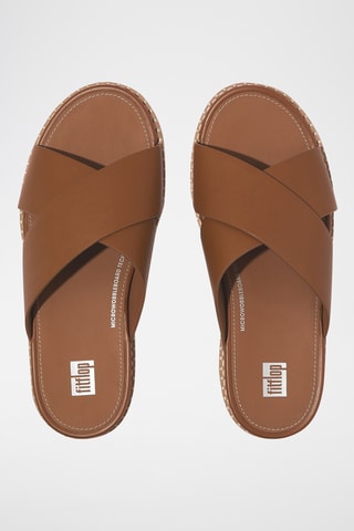 Mules compensées en cuir - Camel