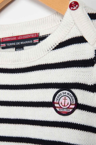 Pull Avague - Blanc et bleu marine - Terre de Marins