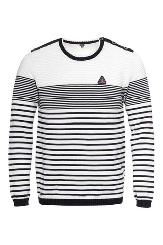 Pull Upull - Blanc et bleu marine - Terre de Marins
