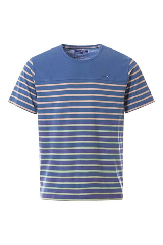 T-shirt Gaspar Mariniere H F - Bleu et beige - Terre de Marins