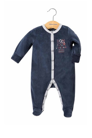 Coffret naissance Papoumo - 3 pièces - Bleu indigo et blanc - Terre de Marins