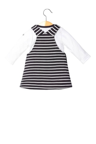 T-shirt rayé et salopette-robe rayée Abulle - Bleu marine et blanc - Terre de Marins