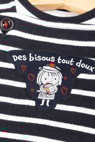 T-shirt rayé et salopette-robe rayée Abulle - Bleu marine et blanc - Terre de Marins