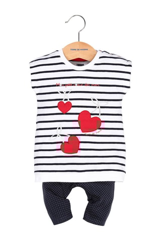 Robe rayée et legging à pois Osweet - Blanc et bleu marine - Terre de Marins