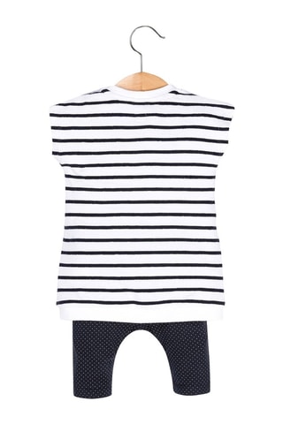 Robe rayée et legging à pois Osweet - Blanc et bleu marine - Terre de Marins