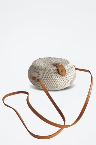 Sac bandoulière en rotin Bali - Blanc