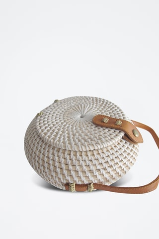Sac bandoulière en rotin Bali - Blanc