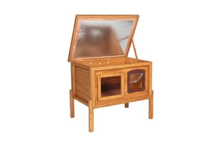 Niche en bois auto-chauffante pour chat - Naturel et vert
