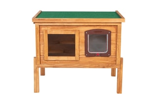 Niche en bois auto-chauffante pour chat - Naturel et vert