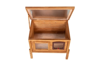 Niche en bois auto-chauffante pour chat - Naturel et vert
