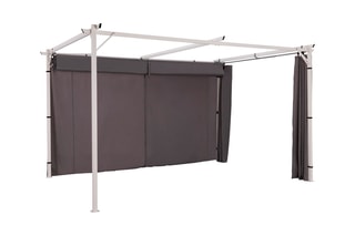 Rideau et tringle pour pergola - Gris - 290 x 215 cm
