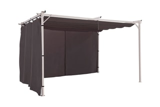 Rideau et tringle pour pergola - Gris - 290 x 215 cm