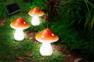 Guirlande solaire champignons 3 LED - Blanc chaud