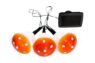 Guirlande solaire champignons 3 LED - Blanc chaud