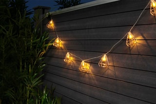 Guirlande solaire diamants 10 LED - Blanc chaud
