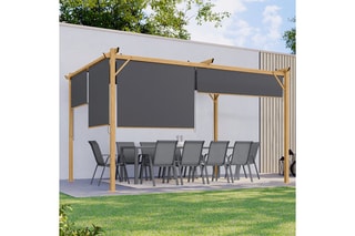 Pergola avec toit rétractable et 4 stores Marina - 395 x 220 x 290 cm