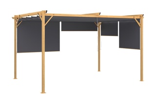Pergola avec toit rétractable et 4 stores Marina - 395 x 220 x 290 cm
