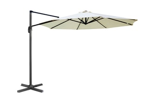 Parasol rond 360° déporté avec housse et pied - 3 m