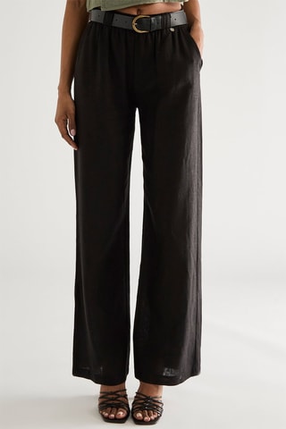 Pantalon droit en lin - Noir