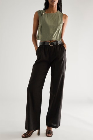 Pantalon droit en lin - Noir