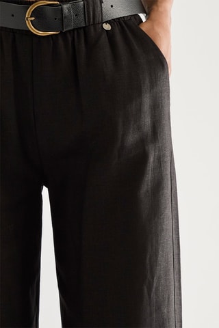 Pantalon droit en lin - Noir