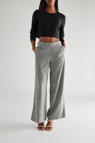 Pantalon taille haute - Gris