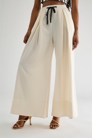Pantalon palazzo taille haute - Beige