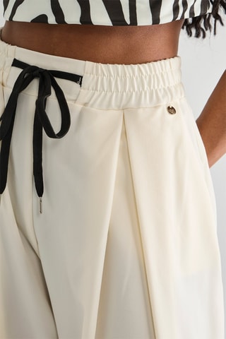 Pantalon palazzo taille haute - Beige