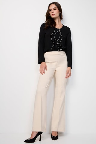 Pantalon taille haute - Beige