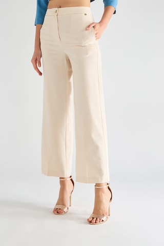 Pantalon palazzo taille haute - Beige