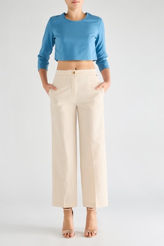 Pantalon palazzo taille haute - Beige