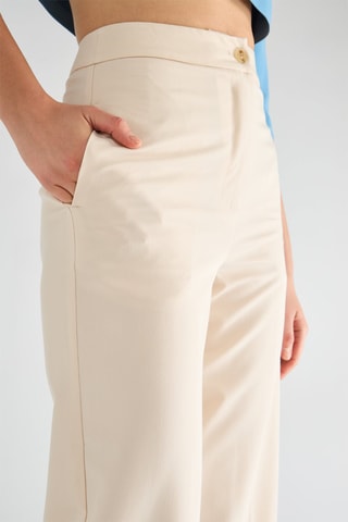 Pantalon palazzo taille haute - Beige