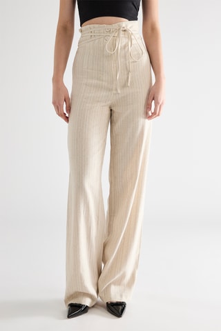Pantalon en lin taille haute - Beige