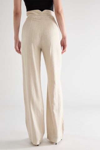 Pantalon en lin taille haute - Beige