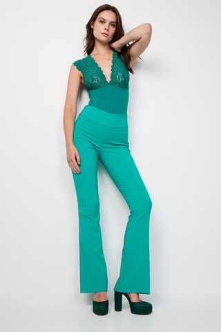 Pantalon taille haute - Vert