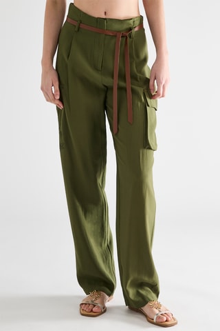 Pantalon cargo taille haute - Vert