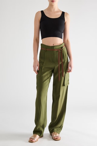 Pantalon cargo taille haute - Vert